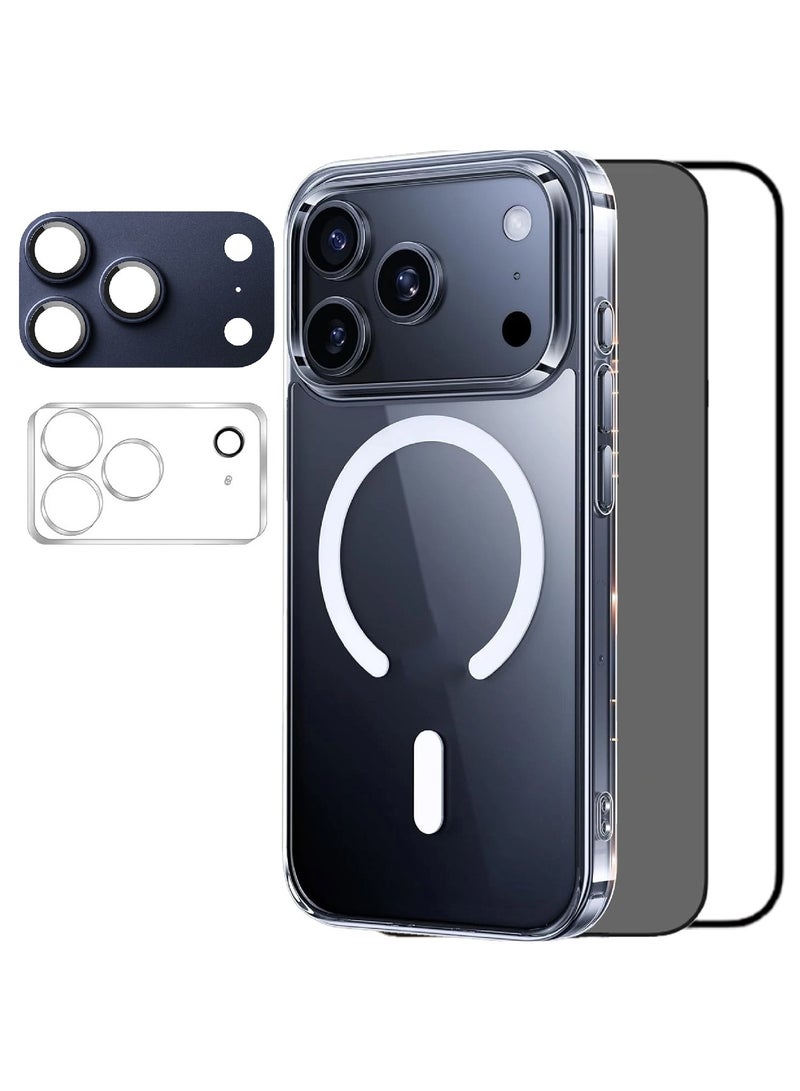 MOBM For Apple iPhone 17 Pro Max 6.9 Protection – MagSafe Clear Case - Clear & Privacy Screen Protector - Aluminum & Glass Camera Lens Protector - Image 1